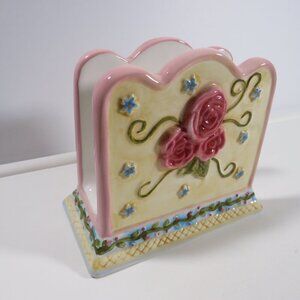 Elements Napkin / Envelope Holder Ceramic Pink Rose with Diamond design embossed